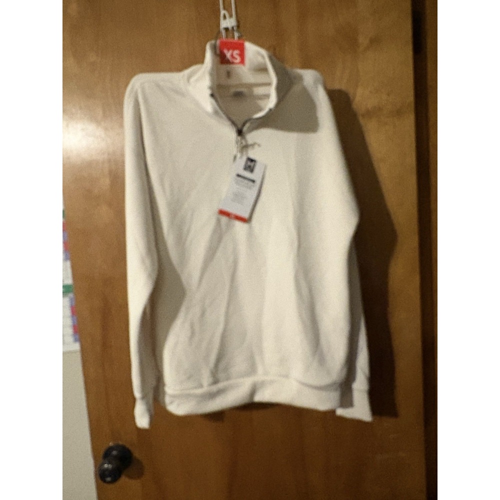 Members Mark Sandwash Quarter Zip Pullover Sweatshirt Cream White XS New 7202